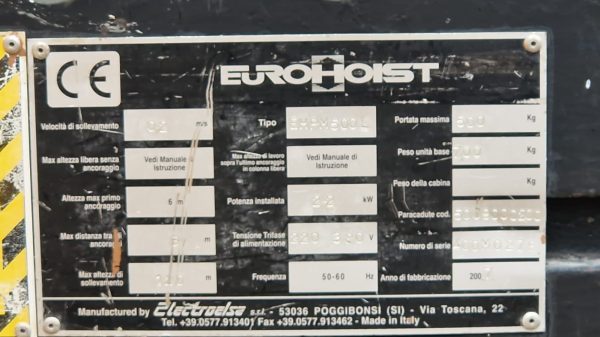 Ascensore Electroelsa EHPM 500 L usato
