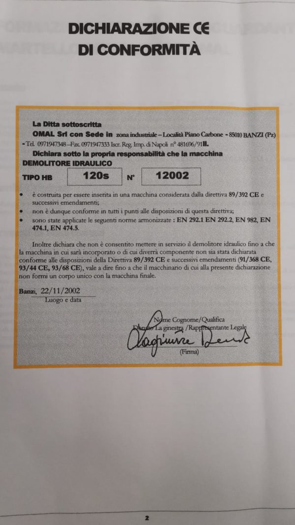 Demolitore Idraulico OMAL HB 12.0S usatojpg