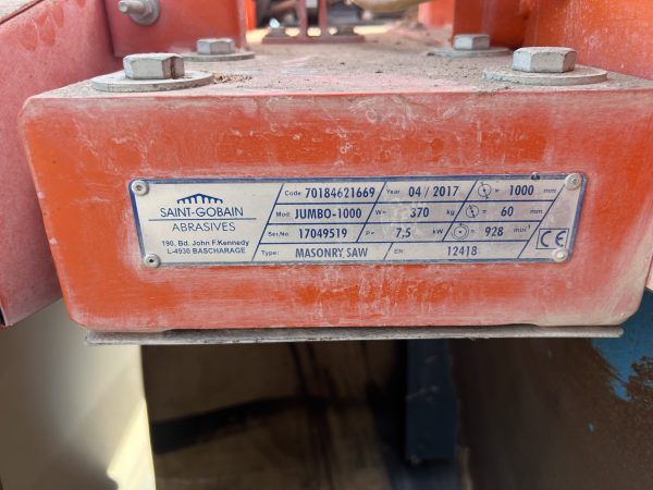 Segatrice a banco scorrevole Masonry Saw modello Jumbo 1000 usata